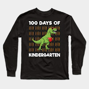 Trex Dinosaur 100th Day School Kids 100 Days of Kindergarten Long Sleeve T-Shirt